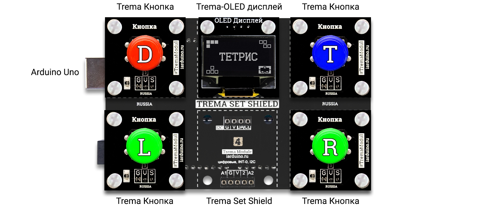Игра тетрис на Arduino Uno